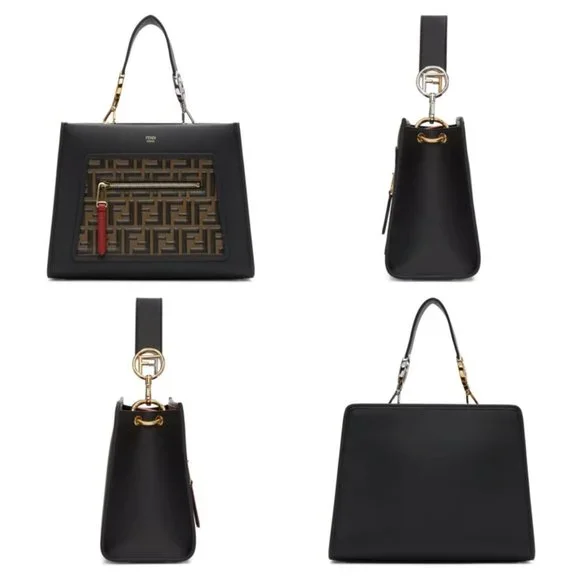 FENDI Tricolor Nappa Leather Runaway Logo Shoulder Bag - Picture 4 of 11